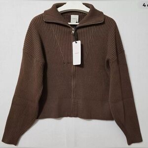 Varley Carmen Knit Zip Through Sweater in Brown/Cocoa (M) & Varley Leggings (L)